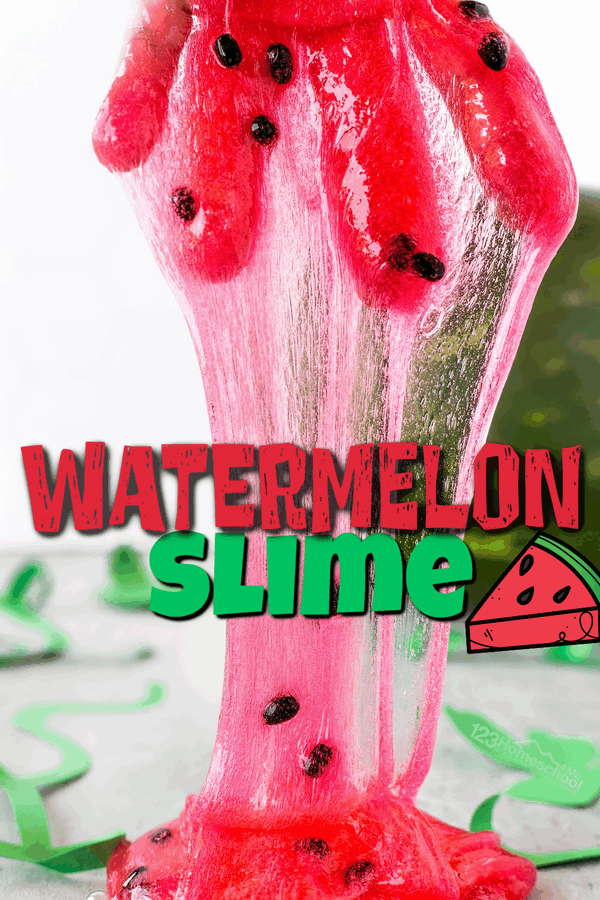 Nothing says summer like a big, juicy watermelon! This watermelon slime is an delightful summer activity for kids! Whether you are planning watermelon activities for a watermelon theme, National Watermelon Day on August 3rd, along with The Watermelon Seed book, or just as really fun slime recipe for kids. These waterelon activities for preschoolers, toddlers, kindergarnters, grade 1, and grade 2 students is sure to be a hit!
