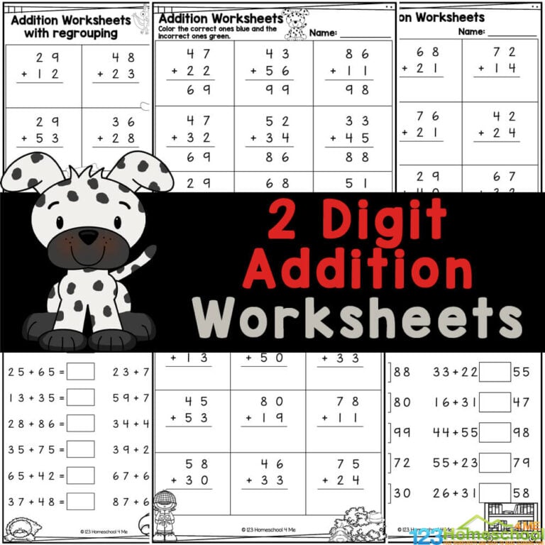 Instant DOWNLOAD to work on two digit addition? Print FREE 2 digit addition worksheets with and without regrouping; includes answer key!