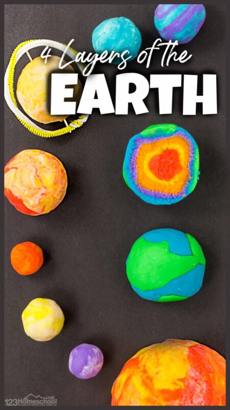 Kids are going to love learning about the Layers of the Earth for Kids with this fun lesson on what is the earth made of.  This lesson for preschool, pre-k, kindergarten, first grade, 2nd grade, and 3rd graders will use some fun Earth Science Experiments to study the layers that make up our planet Earth.  Take a peak at our easy playdough earth layers, books, earth layers worksheet, and a fun core sampling activity for kids.