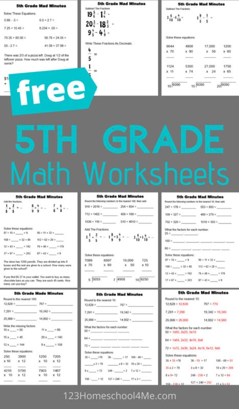 These 5th Grade Math Worksheets are a NO PREP and fun way to help your grade 5 students get extra math practice at school, at home, for summer learning, or extra learning to gain math fluency.