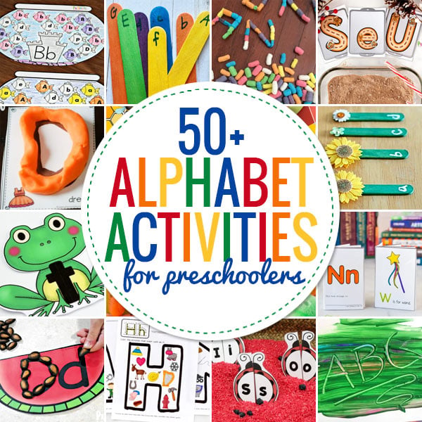 LOTS of hands-on preschool alphabet activities to introduce letters and literacy including free alphabet printables to make learning fun!