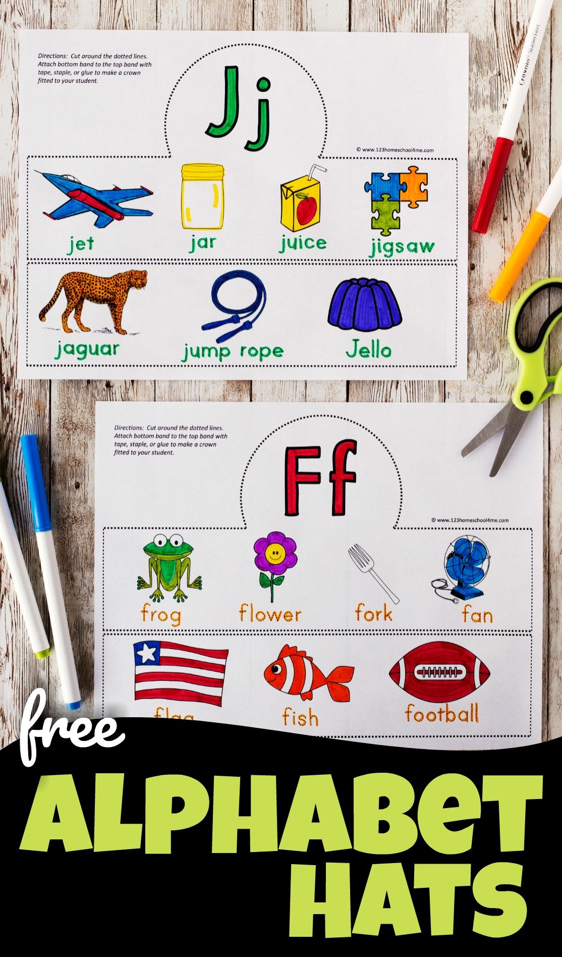 FREE Printable Alphabet Hats Craft for Learning Letters