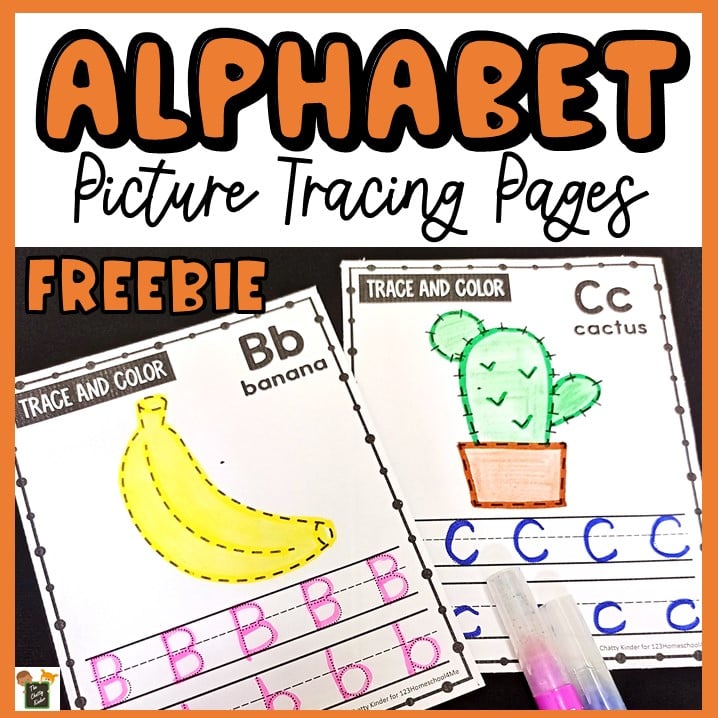 Grab alphabet tracing worksheets for kindergarten and pre-k to trace ABC letters and color picture with writing practice worksheets pdf.