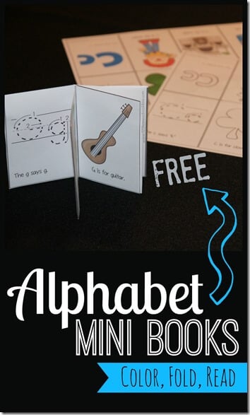 Kids will have fun making their very own alphabet book printable with our free printable alphabet mini books pdf! Just color, fold and read this super cute and handy alphabet printable. There are 26 books - an alphabet books pdf for each letter of the alphabet. This alphabet books for each letter resource is super handy to introduce each letters with an abc printable for toddler, preschool, pre-k,  and kindergarten age student. Simply print printable alphabet book pdf and you are ready to play and learn!