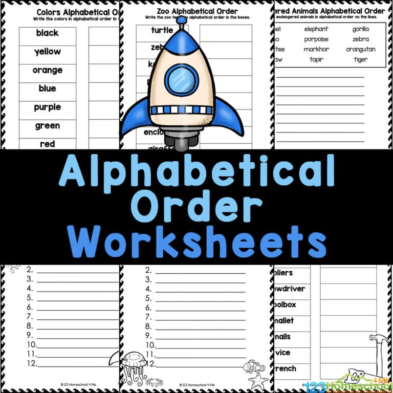 Practice alphabetizing words with these FREE printable Alphabetical Order worksheets to work on abc order with first grade students.
