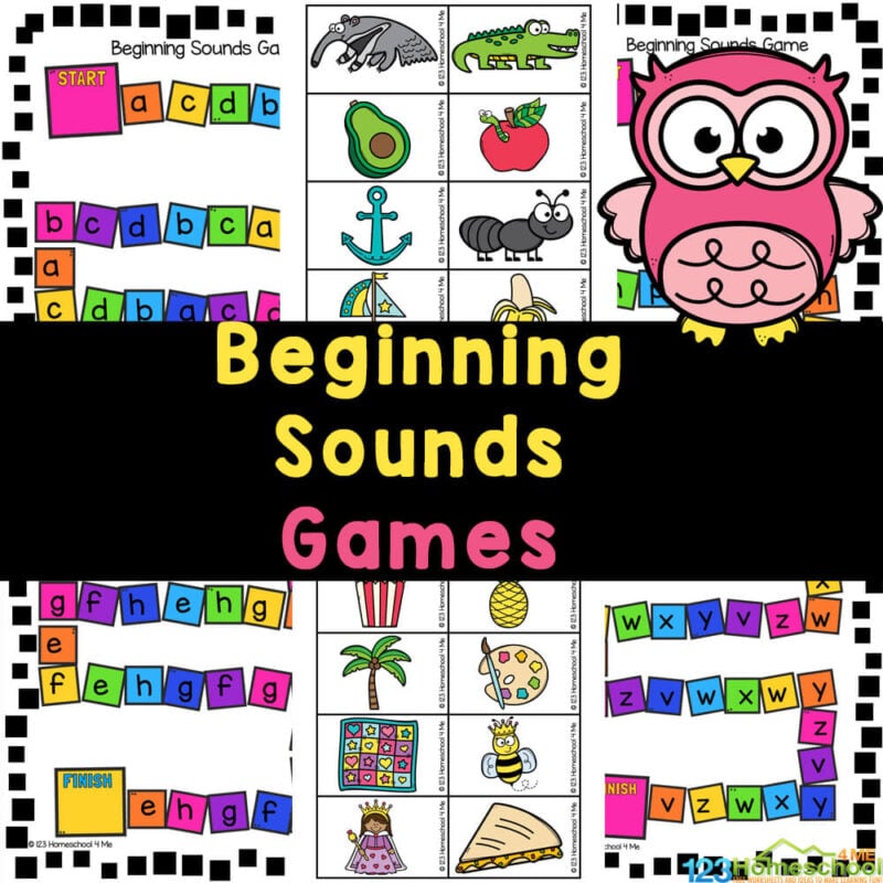 FUN Beginning Sound Games to work on learning initial sounds while playing a fun letter sounds game for pre-k, kindergarten, & 1st grade!