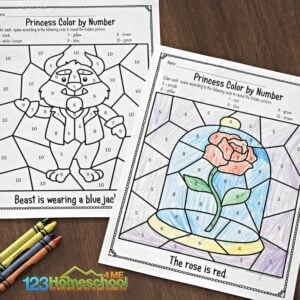 belle-color-by-number-worksheets