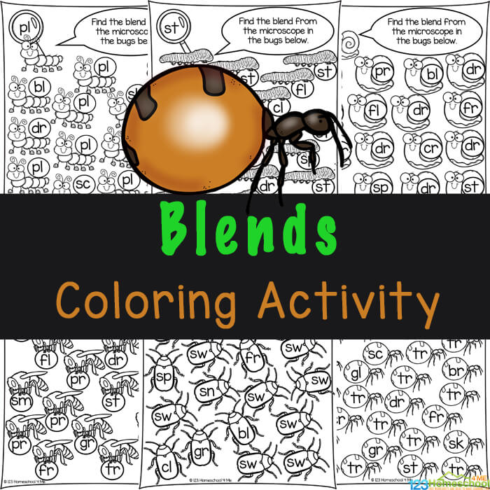 Practice initial blends with these fun, engaging blends worksheets where children will color the bugs by blend. FREE blending sounds activity.