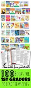 100 Books for 1st Graders to Read on their own (arranged by reading level) - includes FREE printable book list to print and take to the library and use as book mark. lots of great choices of printable and books!!! Perfect for summer reading and year round first grade book list! #1stgrade #firstgrade #booklists
