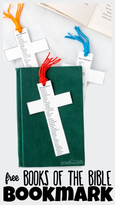 These super cute, free printable books of the bible bookmark are a great tool for learning the books of the Bible or remembering where you are in your Bible study or daily devotions. This books of the bible bookmark free printable is a simple Sunday School craft that is great for pre-k, kindergarten, first grade, 2nd grade, 3rd grade, and 4th grade students. Simply print pdf file with free printable books of the bible bookmarks templates and you are ready to make this easy Bible craft for kids.