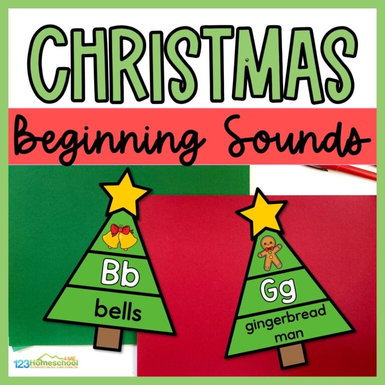 Work on learning the sound letters make with this FREE Christmas tree Beginning Sounds Printable Activity! Hands-on phonics for December!