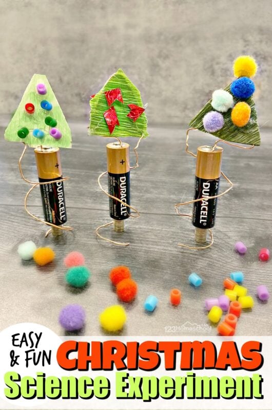 Kids are going to flip when they make they make their own spinning Christmas tree science project. This easy electronics project is perfect for December because it combines a Christmas craft and a Christmas science experiment to make one EPIC Christmas STEM project for kinderarten, first grade, 2nd grade, 3rd grade, 4th grade, 5th grade, 6th grade, 7th grade, and 8th grade students. This festive, holiday Christmas activity for kids is a must try this year!