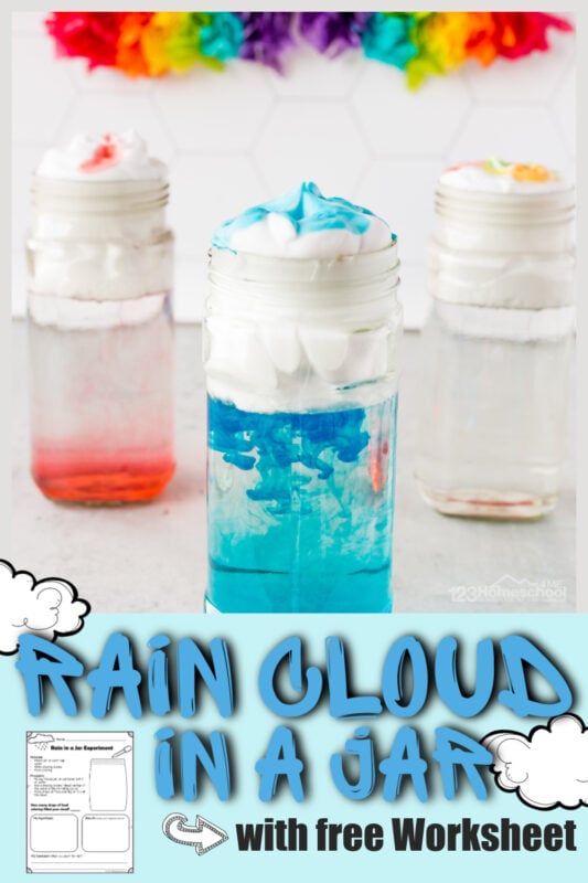 Make learning about clouds for kids FUN with these engaging cloud activities. As children learn all about clouds for kids they will try the rain cloud experiment, cotton ball cloud activity for kids, grab the cloud printables, and make a cloud in a bottle. Use the cloud in a jar experiment with toddler, preschool, pre-k, kindergarten, first grade, and 2nd grade students. Whether you do all the cloud lesson or just the hugely popular rain experiment - this is sure to be a fun spring activity for kids!