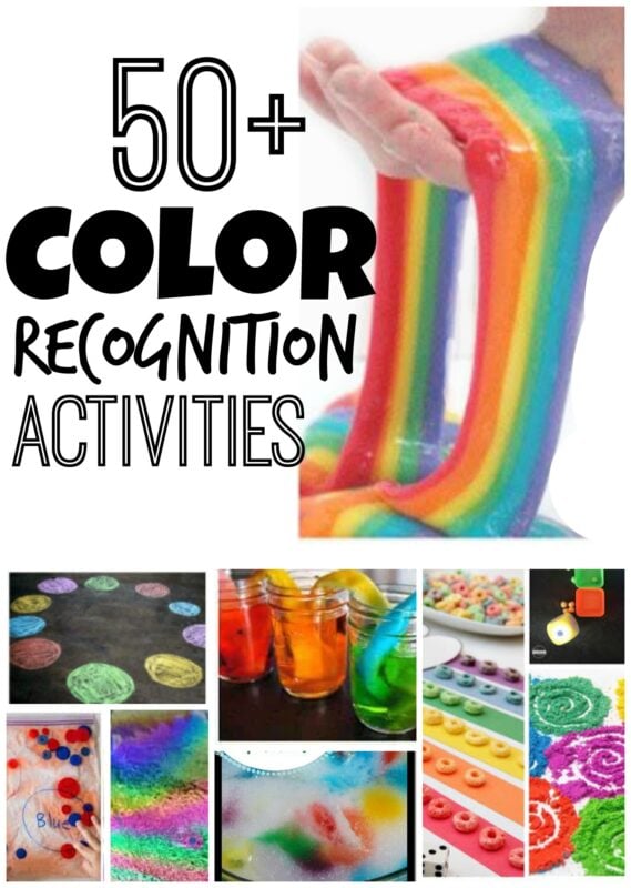 Whether you are working on color recognition, color mixing, learning color names, or just like bright, cheery, colorful activities - you will love this HUGE list of over 50 colour recognition activities for toddler, preschool, pre k, kindergarten, and first grade students. We have color sorting, rainbow slime, color science, gross motor color activities and so much more! 