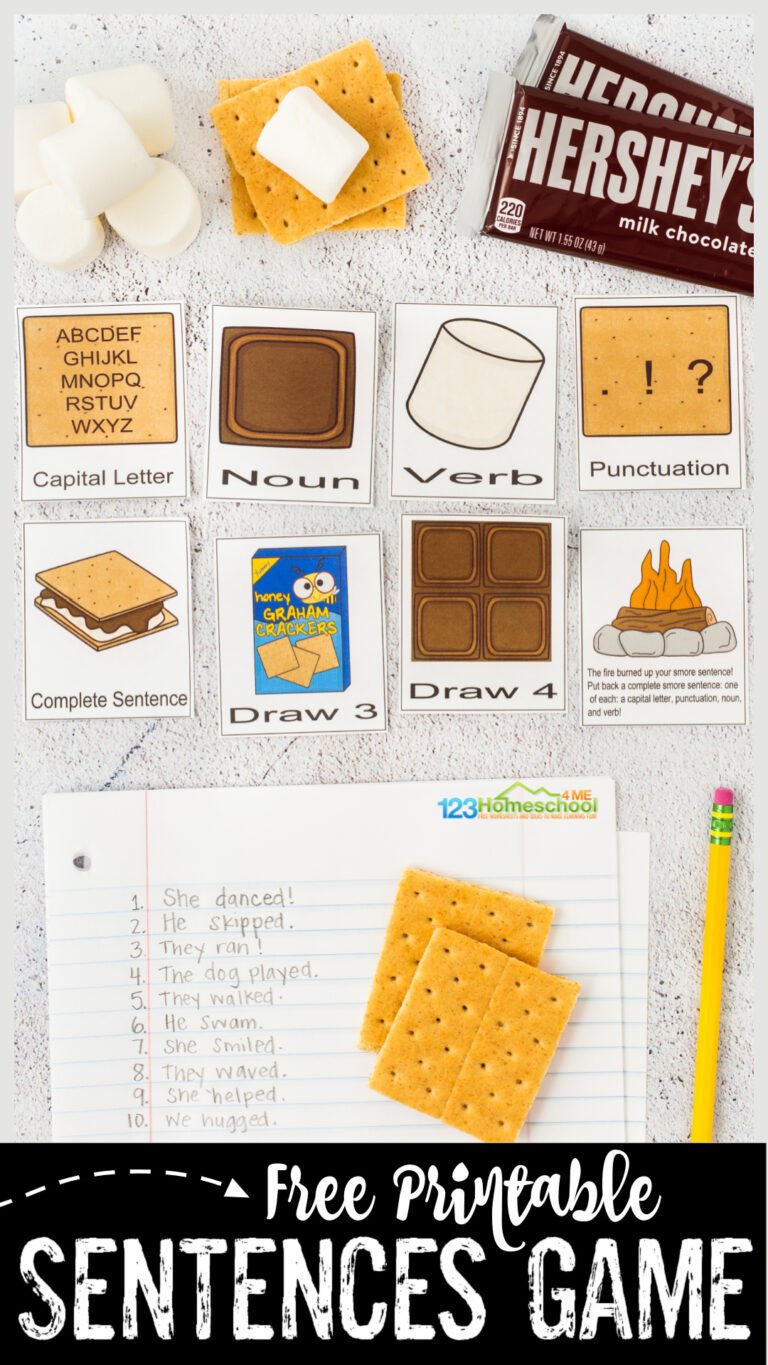 FREE Printable Smores Complete Sentences Game