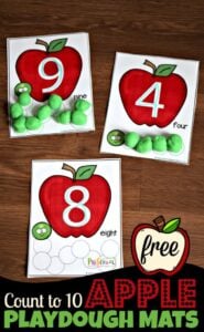 Coutn to 10 Apple Playdough Mats