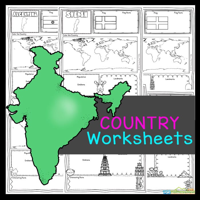 Children will love learning about over thirty different countries from around the world for kids with these fun Country Worksheets. Grab these free printable Country Worksheets for first grade, 2nd grade, 3rd grade, 4th grade, 5th grade, and 6th grade students to make learning about countries for kids - including different cultures, country map, country flag, where in the world, famous landmarks, interesting facts, population, and emblems fun and easy! Simply download pdf file with countries and nationalities worksheet pdf and you are ready to learn!