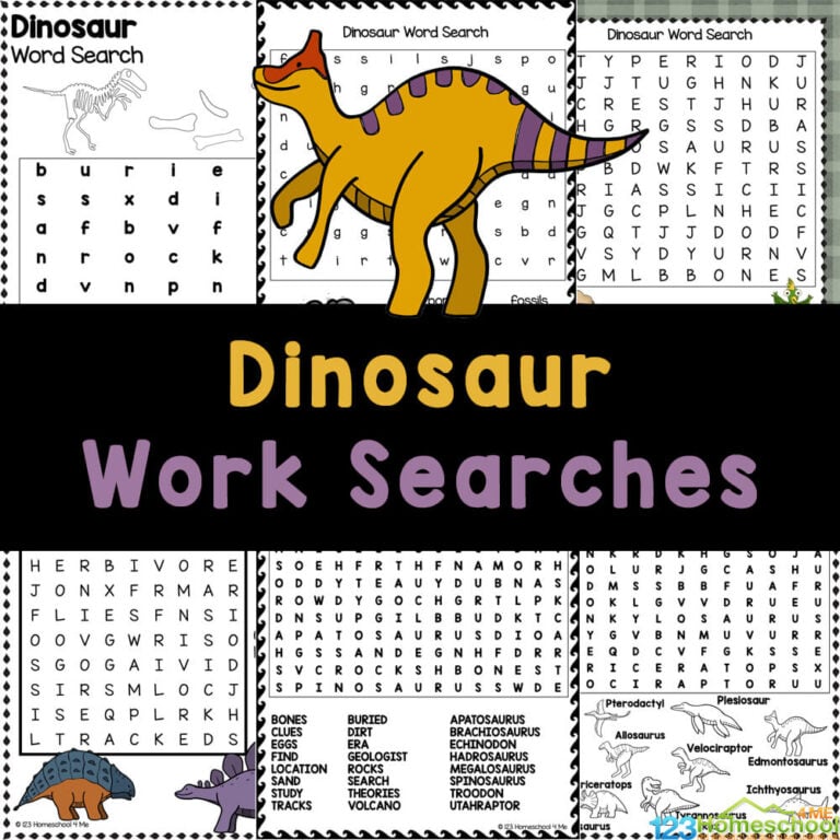 FREE Printable Dinosaur Word Searches for Kids