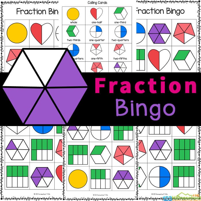 Practice identifying fractions with this FUN fraction BINGO! Free Printable hands-on fraction activity for kids of all ages.