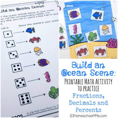 Ocean Printable Fraction Activity