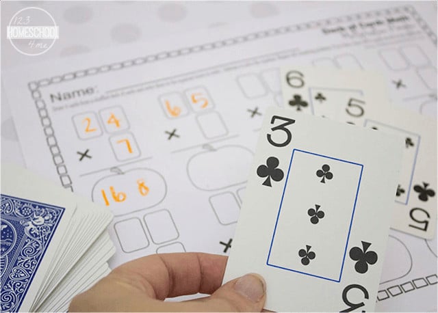Deck of Cards Multiplication Worksheets
