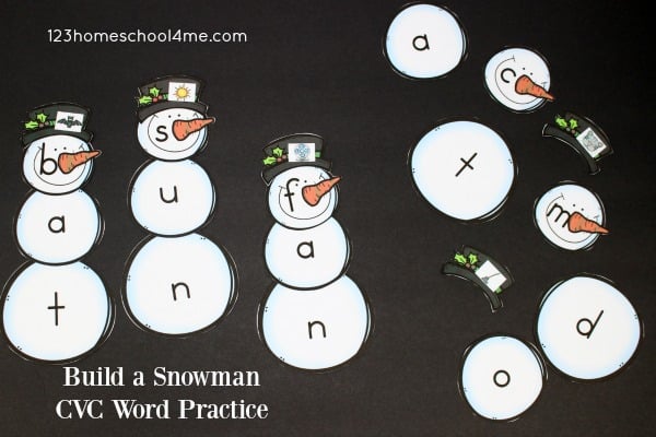 Build a Snowman CVC Words Practice
