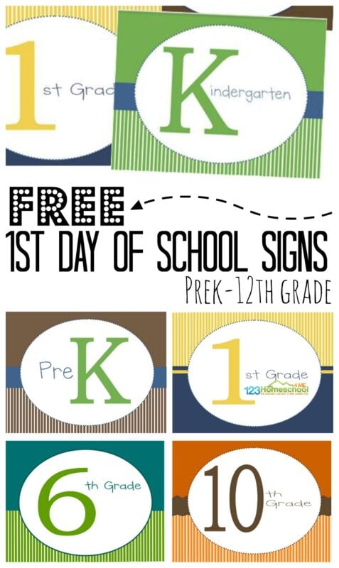 FREE First Day of School Signs for kids from prek-12th grade to help celebrate back to school! #backtoschool #firstdayofschool