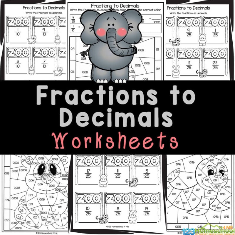 Practice converting fractions to decimals with these free printable math worksheets for 4th-6th graders! Lots of actvities to choose from!