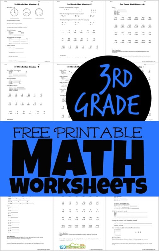 Free 3rd Grade Math Worksheets - print grade 3 free worksheets to practice double digit addition and subtraction, multiplication, subtraction, word problems, telling time, and more!