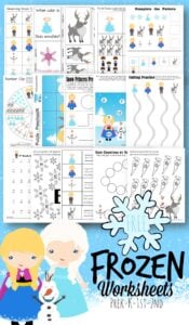 FREE Frozen Worksheets!! These frozen printables are perfect for helping preschool, kindergarten,, first grade, and 2nd graders practice math, alphabet, literacy, and so much more while having FUN!! #frozen #preschool #kindergarten