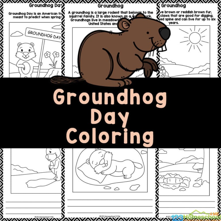 Grab these FREE printable Groundhog day coloring pages to introduce kids to this Feb 2nd tradition with the shadow predicting weather!