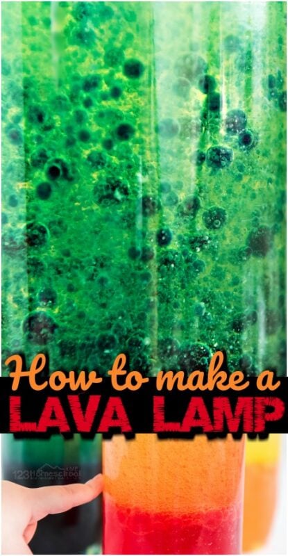 Kids will be amazed with this DIY Lava Lamp that is really fun and EASY to make! I will show you how to make a lava lamp in just 5 minutes for a truly memorable chemistry experiments for kids. This homemade lava lamp is a fun oil and water experiment for kids from toddler, preschool, pre-k, kindergarten, first grade, 2nd grade, 3rd grade, 4th gradeers, and up! Lots of pictures and ideas for a lava lamp experiment.  Simply print lava lamp experiment worksheet pdf and you are ready to play and learn with this really cool diy lava lamp for kids.