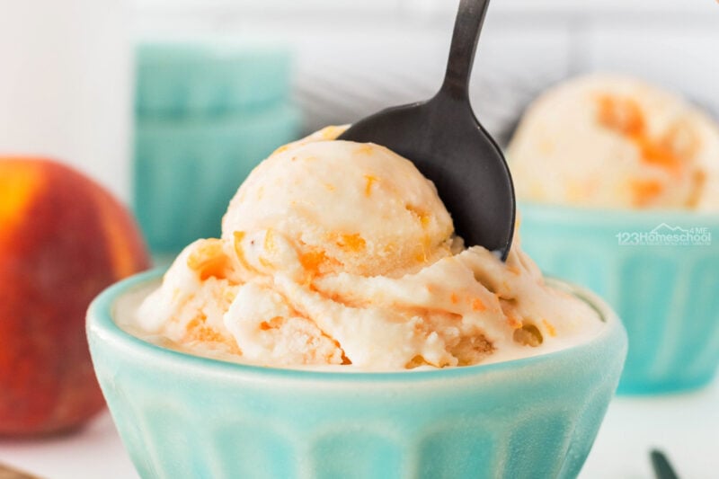 homemade peach ice cream