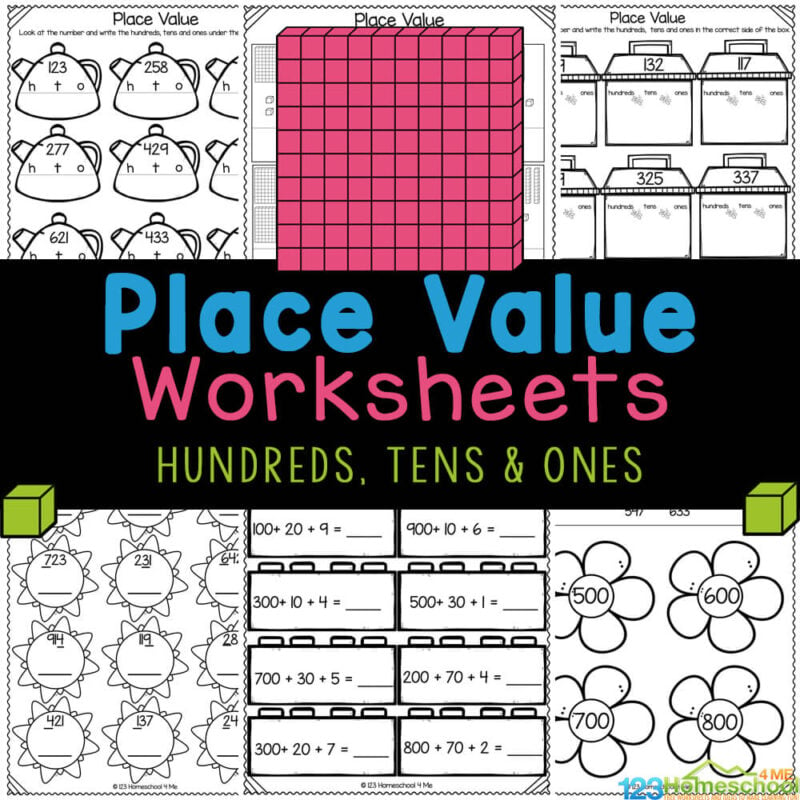 FREE hundreds tens and ones worksheets are handy, no-prep math activity to learn the concept. Print place value worksheets for 1st graders!