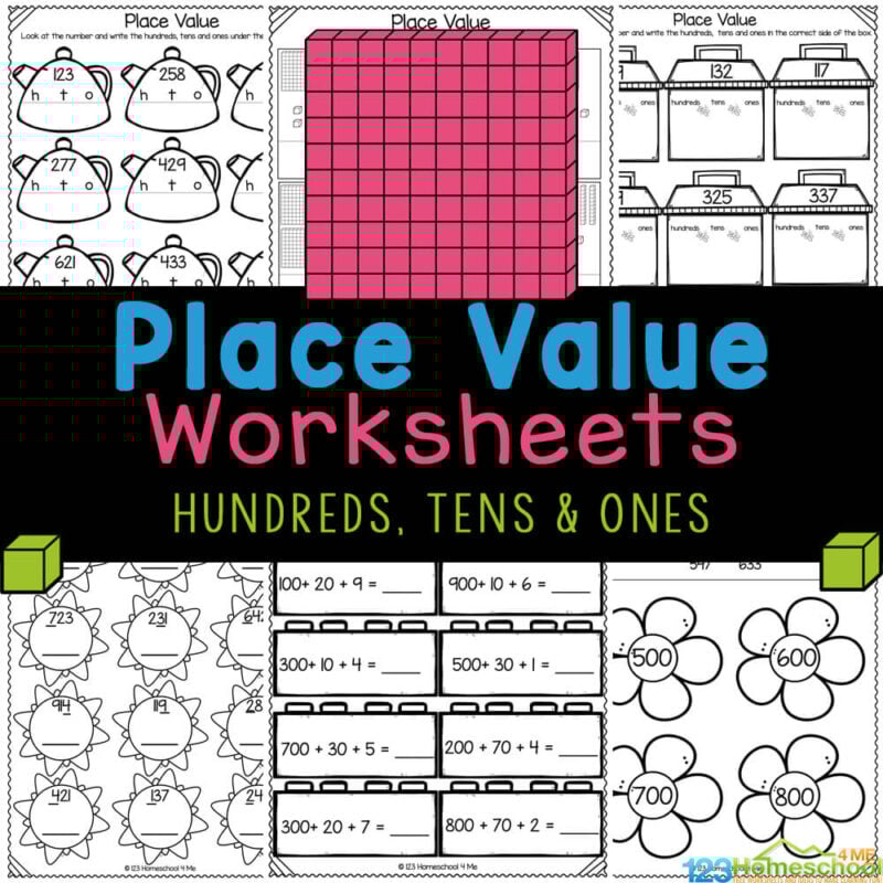 FREE hundreds tens and ones worksheets are handy, no-prep math activity to learn the concept. Print place value worksheets for 1st graders!