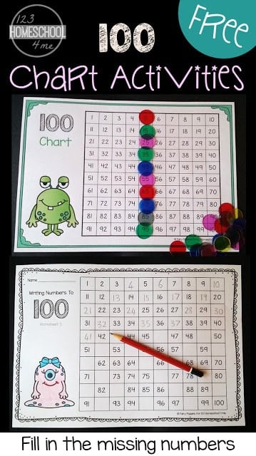 FREE Hundreds Chart Worksheets - this is a fun count to 100 activities for kindergarten and first grade students #hundredschart #100schart #kindergarten #kindergartenmath