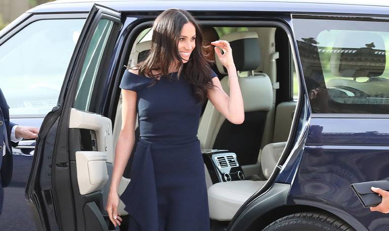 Meghan Markle wore Roland Mouret the night before her wedding to Prince Harry. The brand entered administration this week. Getty.