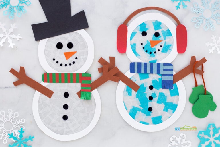 Winter Suncatcher Snowman Craft for Preschoolers