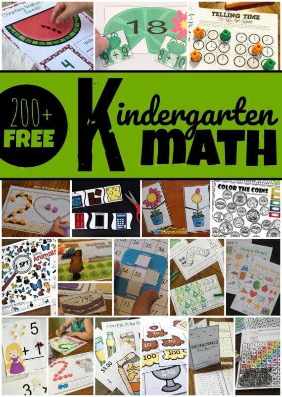 Over 200 fun, creative worksheets, games, and activities for kindergarten math