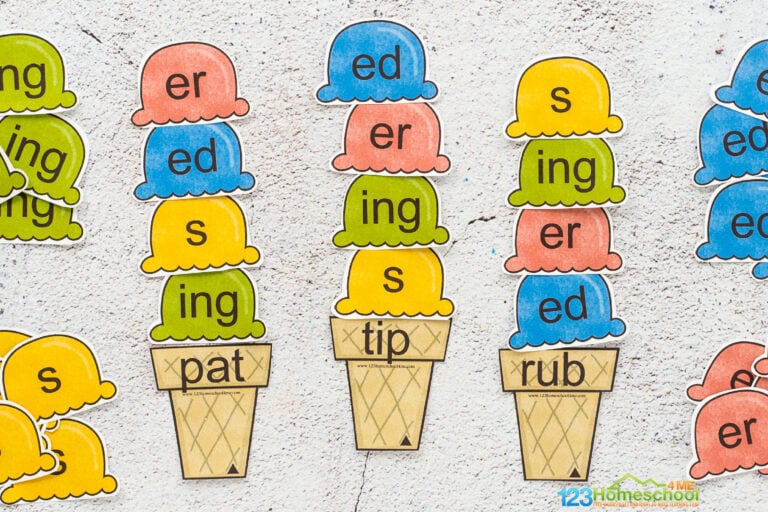 FREE Printable Ice Cream Word Endings Activity and Worksheet