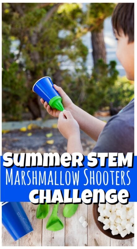 These super EASY to make marshmallow shooters are a must for your summer bucket list. This summer activity for kids is not only fun, but it is actually a STEM activity for kids too! Students assemble, tweak, and design this simple marshmallow cannon to try to get the most distance they can. THis is such a simple, but fun summer activities your preschool, pre-k, kindergarten, and elementary age students in first grade, 2nd grade, 3rd grdae, 4th grade, 5th grade, and 6th grade students will want to try over summer break!