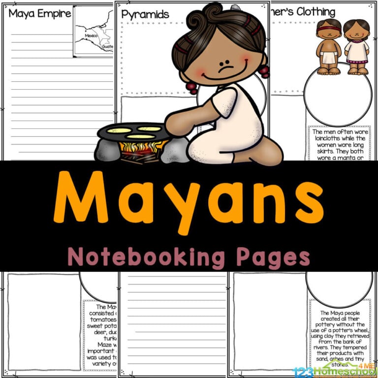 Use FREE printable Maya notebooking pages to write what you learned about the Mayan Empire, what they were known for, and where they lived!