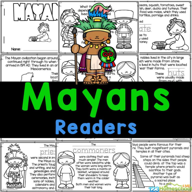 Read, color, and learn who were the ancient maya people in these free printable readers about Mayan Empire of Mesoamerica.