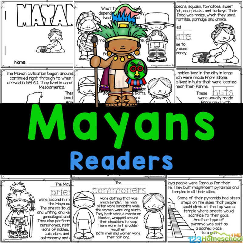 Read, color, and learn who were the ancient maya people in these free printable readers about Mayan Empire of Mesoamerica.