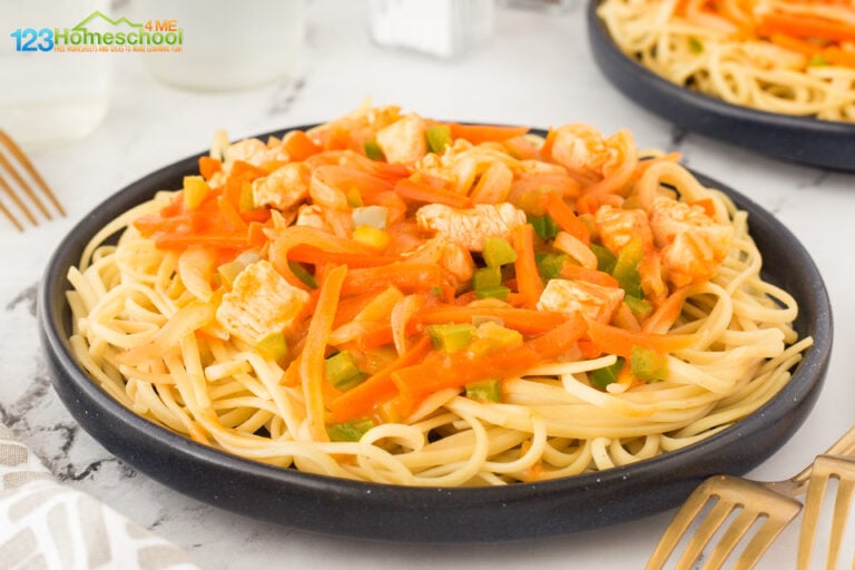 Weekdays can be busy, but dinner doesn't have to be hard. This quick orange chicken pasta is quick and easy. You can throw together this homemade orange chicken in less than 30 minutes. Plus this orange chicken uses a slighly zesty orange chicken sauce you quickly make from scratch. My kids all love this unique way of eating pasta. Skip the traditional tomato sauces or heavy cream sauces - make this pasta with orange sauce for dinner instead!