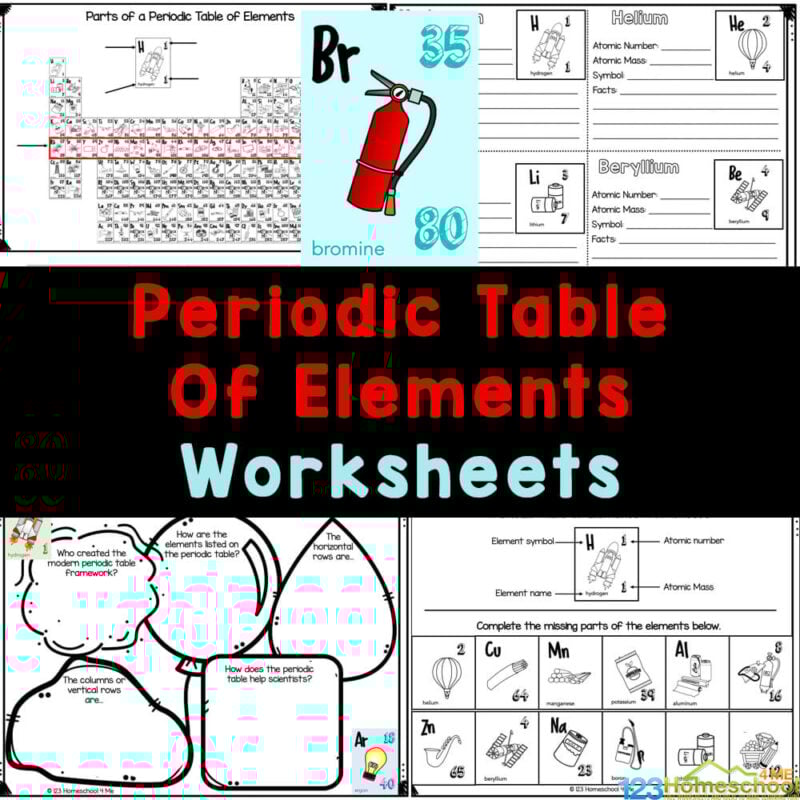 Learn the elements on the periodic table with these free printable science worksheets pages for students taking Chemistry.