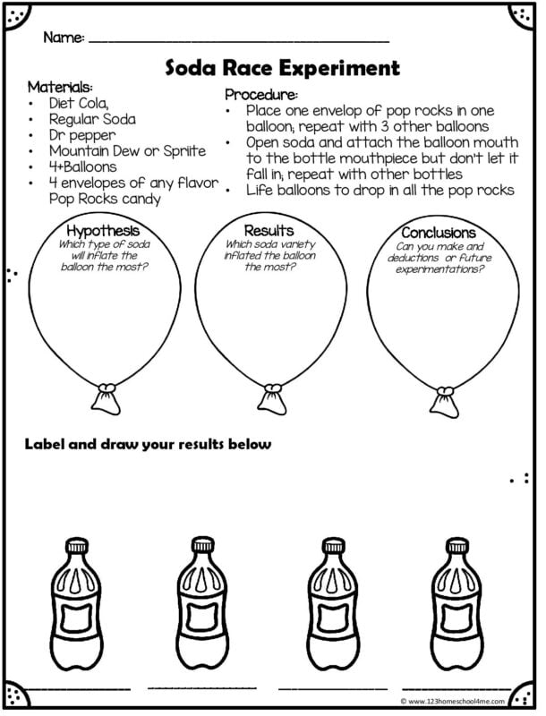 pop rock experiment worksheet