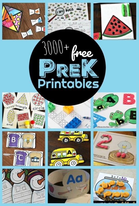 3000+ FREE pages of pre k worksheets to help preschool age students practice alphabet letters, abcs, tracing letters, counting, shapes, upper and lowercase letters, visual discrimination, counting, playdough printables, and so many more pre-k worksheets to make learning fun! These free printable worksheets for kids are a MUST.