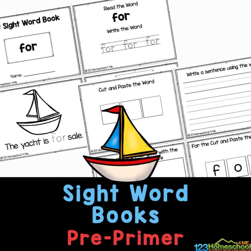 Help preschoolers master pre-primer sight words with these FREE sight words books printable to learn, practice and review.