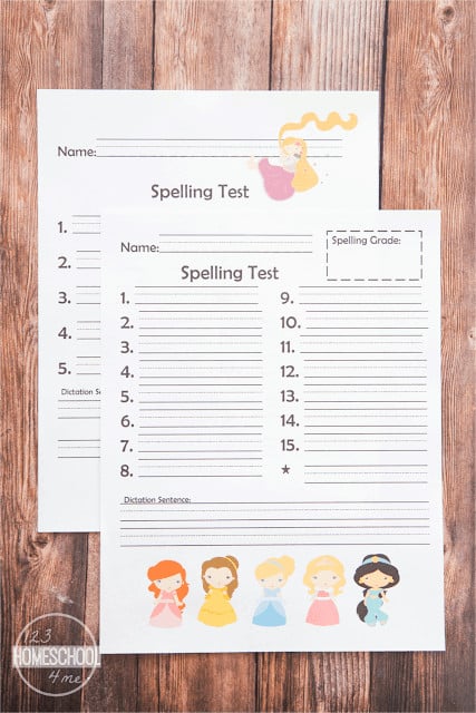 Princess Spelling Tests